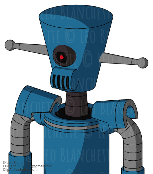 Blue Automaton With Cylinder-Conic Head And Speakers Mouth And Black Cyclops Eye #20937