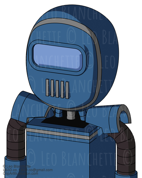 Blue Robot With Bubble Head And Vent Mouth And Large Blue Visor Eye #20944