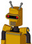 Yellow Robot With Cylinder Head And Vent Mouth And Visor Eye And Double Antenna
