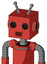 Tomato-Red Droid With Box Head And Speakers Mouth And Black Glowing Red Eyes And Double Antenna