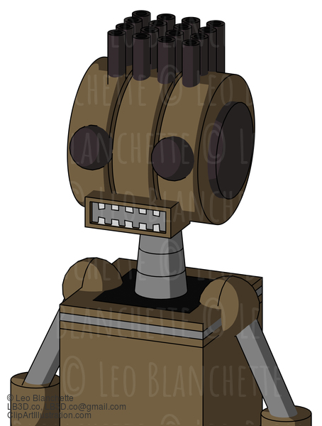 Cardboard Robot With Multi-Toroid Head And Square Mouth And Two Eyes And Pipe Hair #20970