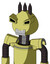 Yellow Robot With Rounded Head And Teeth Mouth And Angry Eyes And Three Dark Spikes
