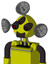 Yellow Robot With Rounded Head And Dark Tooth Mouth And Three-Eyed And Radar Dish Hat
