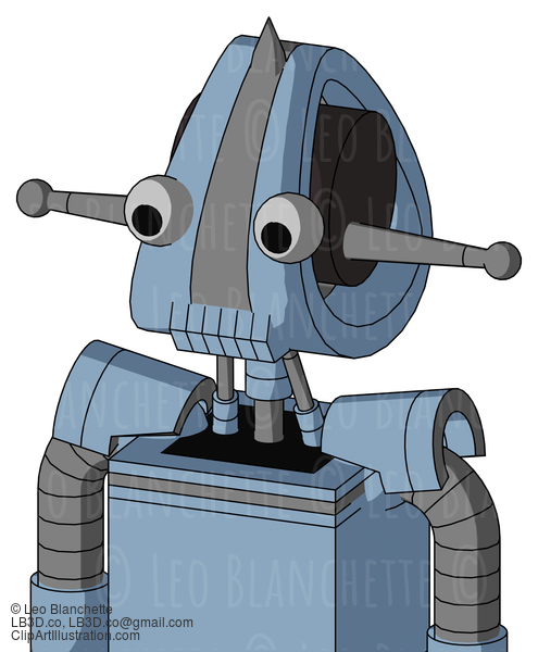 Blue Robot With Droid Head And Toothy Mouth And Two Eyes And Spike Tip #21000