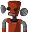 Orange Robot With Cylinder-Conic Head And Square Mouth And Red Eyed