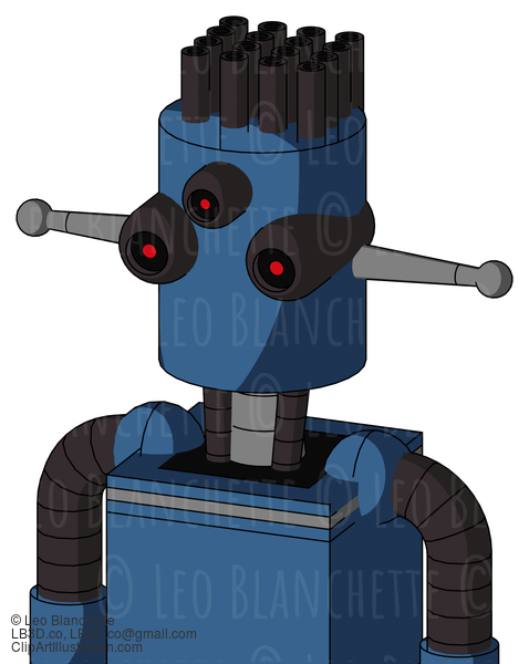 Blue Robot With Cylinder Head And Three-Eyed And Pipe Hair #21016