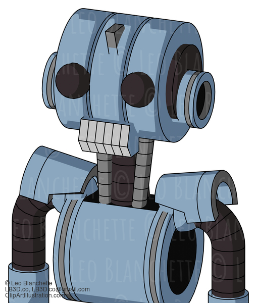 Blue Robot With Multi-Toroid Head And Teeth Mouth And Two Eyes #21019