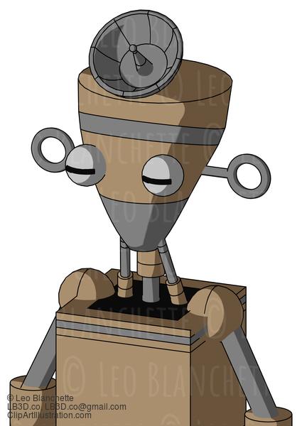 Cardboard Automaton With Vase Head And Two Eyes And Radar Dish Hat #21022