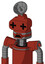 Red Automaton With Cone Head And Sad Mouth And Plus Sign Eyes And Radar Dish Hat