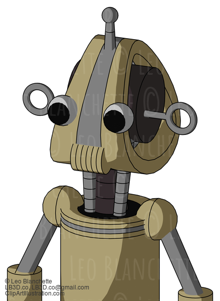 Army-Tan Automaton With Droid Head And Speakers Mouth And Two Eyes And Single Antenna #21025