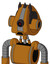 Dirty-Orange Mech With Droid Head And Sad Mouth And Black Cyclops Eye And Three Dark Spikes