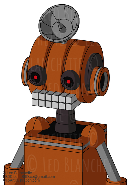 Brownish Droid With Multi-Toroid Head And Keyboard Mouth And Black Glowing Red Eyes And Radar Dish Hat #21031