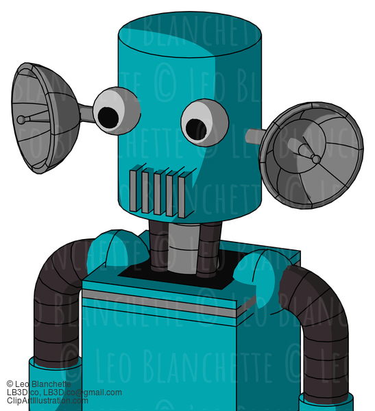 Blue Robot With Cylinder Head And Vent Mouth And Two Eyes #21049