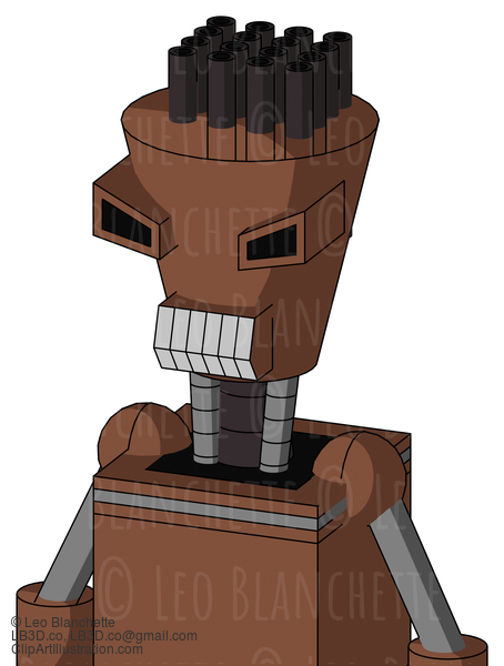 Brown Mech With Cylinder-Conic Head And Teeth Mouth And Angry Eyes And Pipe Hair #21066