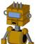 Yellow Droid With Cube Head And Sad Mouth And Large Blue Visor Eye And Three Spiked
