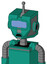 Green Automaton With Mechanical Head And Sad Mouth And Large Blue Visor Eye And Single Antenna