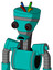 Greenish Robot With Vase Head And Sad Mouth And Red Eyed And Wire Hair