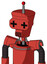 Tomato-Red Droid With Cylinder-Conic Head And Speakers Mouth And Plus Sign Eyes And Single Led Antenna