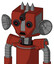 Red Automaton With Mechanical Head And Sad Mouth And Three-Eyed And Three Spiked