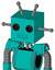 Greenish Robot With Box Head And Toothy Mouth And Black Glowing Red Eyes And Double Antenna