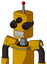 Yellow Robot With Cylinder Head And Teeth Mouth And Three-Eyed And Single Led Antenna