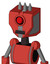 Tomato-Red Droid With Mechanical Head And Dark Tooth Mouth And Cyclops Eye And Three Spiked