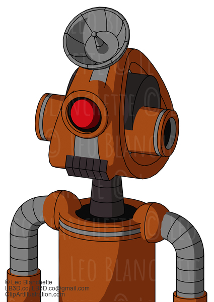 Brownish Droid With Droid Head And Dark Tooth Mouth And Cyclops Eye And Radar Dish Hat #21128