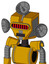Yellow Robot With Mechanical Head And Dark Tooth Mouth And Visor Eye And Radar Dish Hat