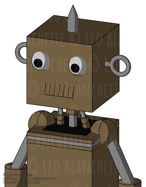 Cardboard Mech With Box Head And Toothy Mouth And Two Eyes And Spike Tip #21135