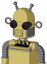 Yellow Droid With Dome Head And Speakers Mouth And Black Glowing Red Eyes And Double Antenna