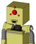 Yellow Robot With Box Head And Happy Mouth And Cyclops Compound Eyes