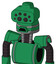 Green Automaton With Cone Head And Sad Mouth And Bug Eyes