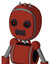 Red Automaton With Bubble Head And Dark Tooth Mouth And Black Glowing Red Eyes And Three Spiked