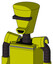 Yellow Robot With Cylinder-Conic Head And Happy Mouth And Black Visor Cyclops