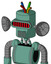 Green Mech With Cylinder Head And Vent Mouth And Visor Eye And Wire Hair
