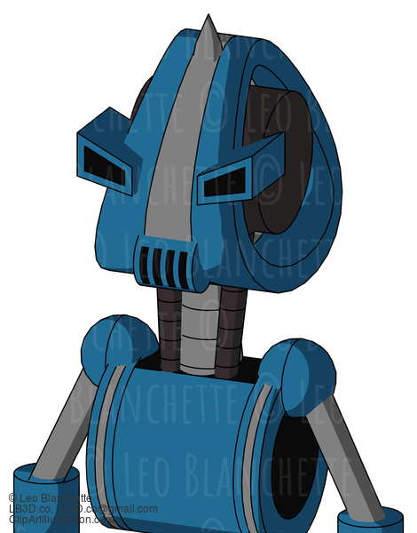 Blue Automaton With Droid Head And Speakers Mouth And Angry Eyes And Spike Tip #21161