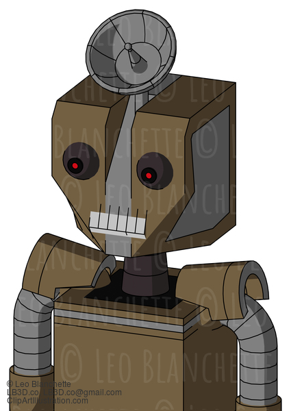 Cardboard Automaton With Mechanical Head And Teeth Mouth And Red Eyed And Radar Dish Hat #21164