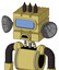 Yellow Droid With Cube Head And Sad Mouth And Large Blue Visor Eye And Three Dark Spikes