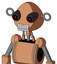 Peach Robot With Rounded Head And Teeth Mouth And Black Glowing Red Eyes