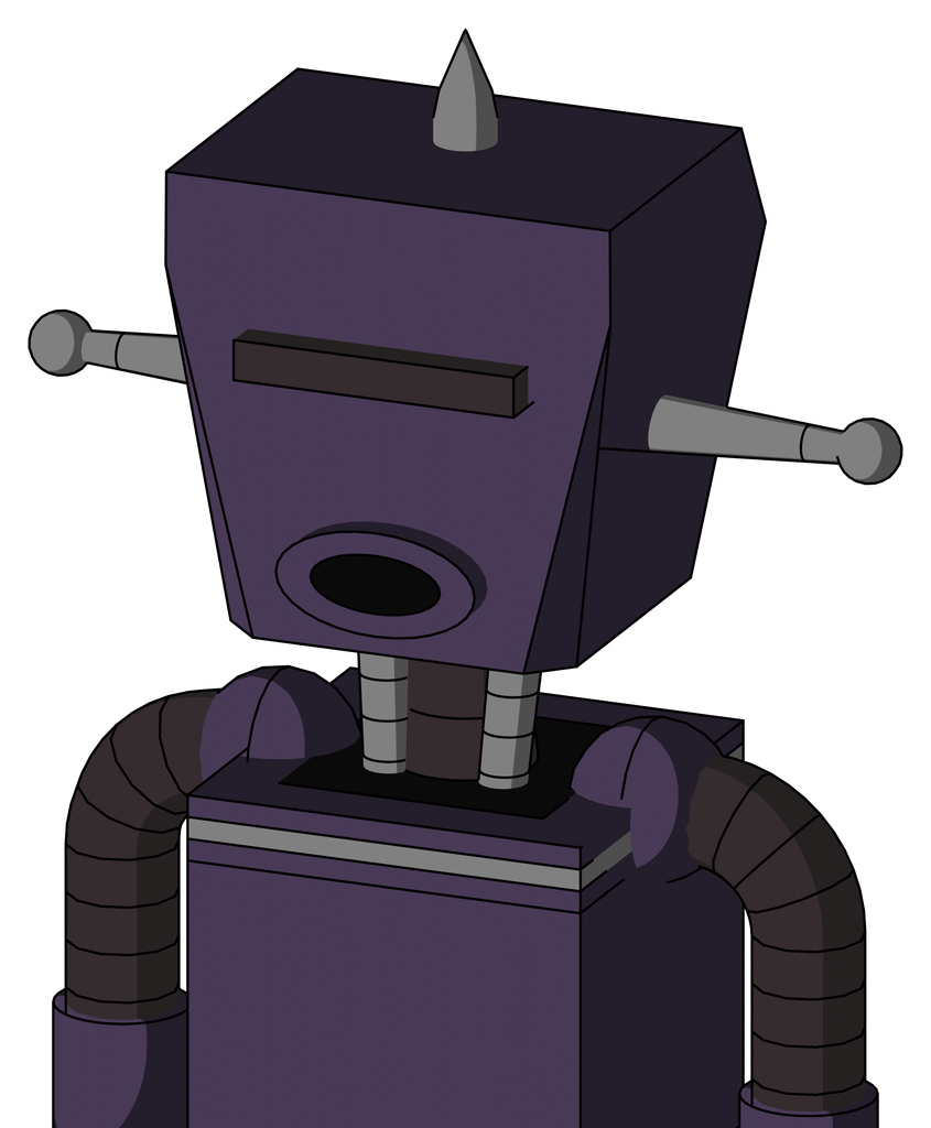 Purple Mech With Box Head And Round Mouth And Black Visor Cyclops And Spike Tip
