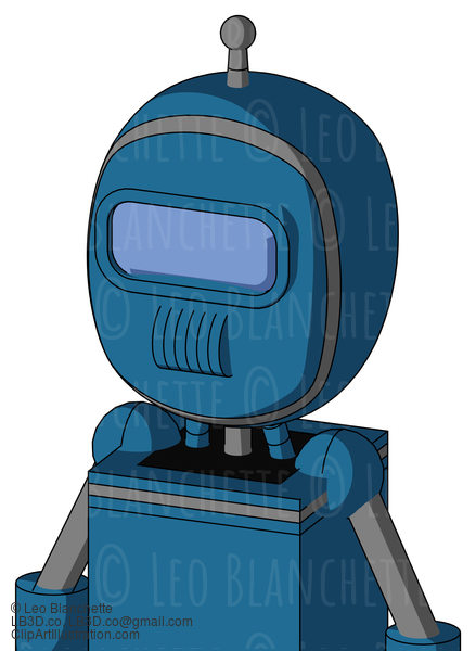 Blue Automaton With Bubble Head And Speakers Mouth And Large Blue Visor Eye And Single Antenna #21172