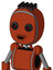 Orange Robot With Bubble Head And Happy Mouth And Black Glowing Red Eyes And Pipe Hair