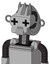 White Automaton With Droid Head And Speakers Mouth And Plus Sign Eyes And Three Spiked