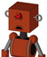 Orange Robot With Box Head And Sad Mouth And Angry Cyclops Eye