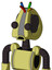 Yellow Robot With Droid Head And Sad Mouth And Two Eyes And Wire Hair