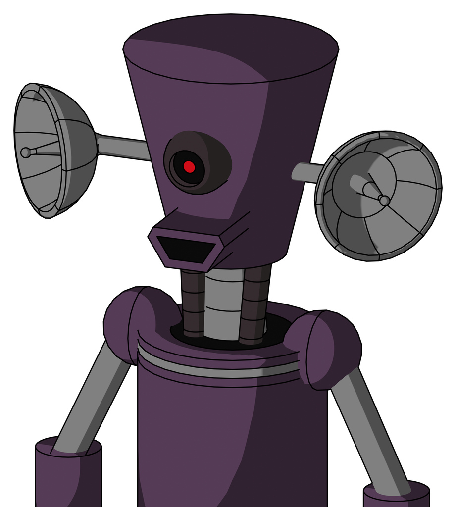 Purple Mech With Cylinder-Conic Head And Happy Mouth And Black Cyclops Eye