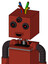 Red Automaton With Box Head And Happy Mouth And Three-Eyed And Wire Hair