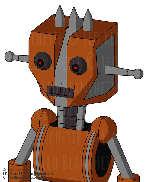 Brownish Droid With Mechanical Head And Dark Tooth Mouth And Red Eyed And Three Spiked #21231