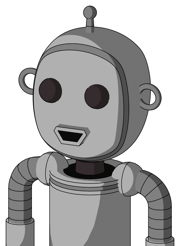 White Automaton With Bubble Head And Happy Mouth And Two Eyes And Single Antenna