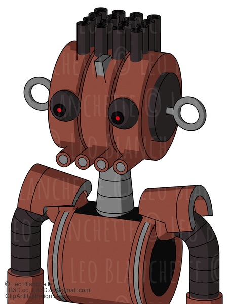 Brown Droid With Multi-Toroid Head And Pipes Mouth And Red Eyed And Pipe Hair #21251